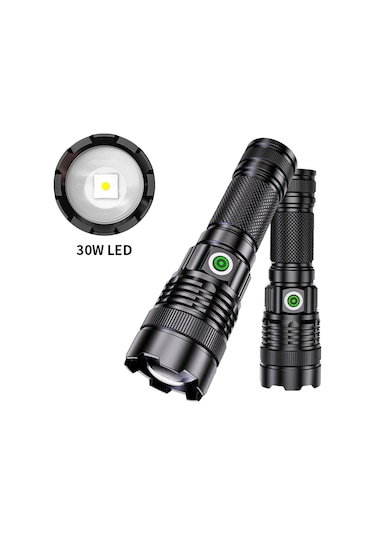 Wezone Usb Şarjlı Led Fener, 1200 Lumen, 1000m Uzaklık, 4 Işık Modu, Su Geçirmez, Zoom Özelliği, Kamp/hiking/acil Durumlar İçin Alüminyum Gövde A56 Siyah