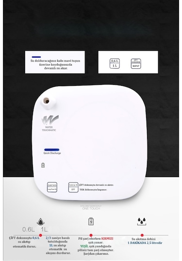 Watertouchmatic Şarjlı Su Pompası Beyaz