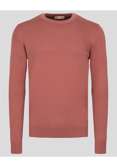 Erkek Bisiklet Yaka Triko Slim Fit Pamuklu Kazak Ncs Jeans 3002-Narçiçeği-Melanj Narçiçeği