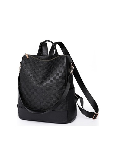 Bayan Modası Pu Yumuşak Deri Hafif Basit Sırt Çantı-siyah Siyah