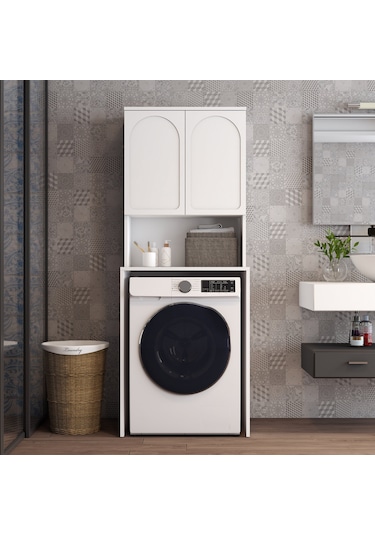 Lyon Çamaşır Makinesi Dolabı V102 - Beyaz Beyaz