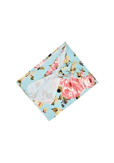 Yaozixa Yeni Doğan Bebe Sarıklaması - Şapkalı, Poliester Elbise, 80x80 Cm, Mavi Büyük Çiçek Desenli Ürün Kodu: 190702 Mavi