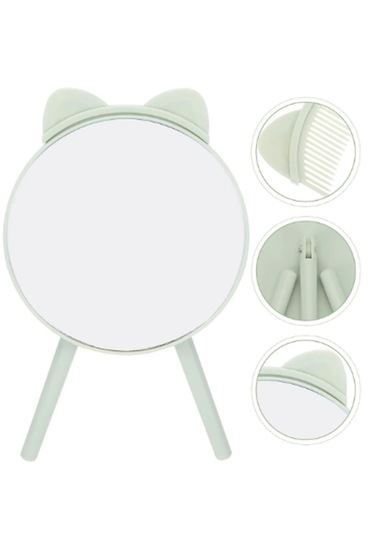 Gaman Masaüstü Dekoratif Sevimli Taraklı Makyaj Aynası Su Yeşili