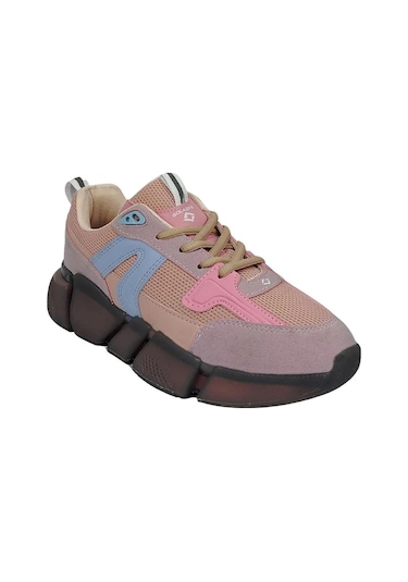 Kadın Ortopedik Tabanlı File Detaylı Sneaker Spor Ayakkabı Pudra - Mavi