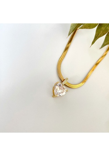 Kalp Uçlu İtalyan Zincir Çelik Kolye