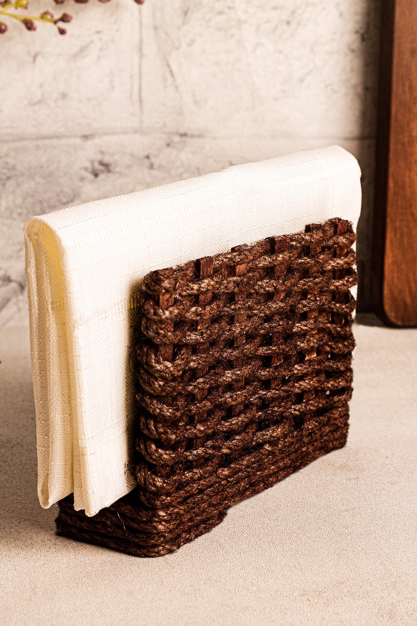 Snippy Haserya - Ahşap Peçetelik Masaüstü Peçete Organizeri Kahverengi