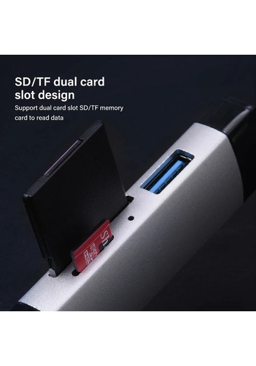 Novahub 6'in 1 Arada Usb 3.0 Kart Okuyucu U Disk Type-c/usb/tf/sd Harici Depolama Çubuğu Jaster Silver