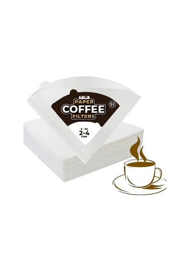 Pazly Doğal Beyaz Kahve Filtresi - 100 Adet, Damlatmalı Makineler İçin Beyaz