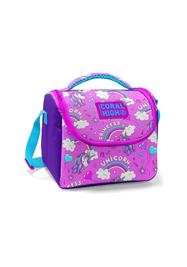 Coral High Kız Çocuk Mor Pembe Unicorn Okul Beslenme Çantası Th