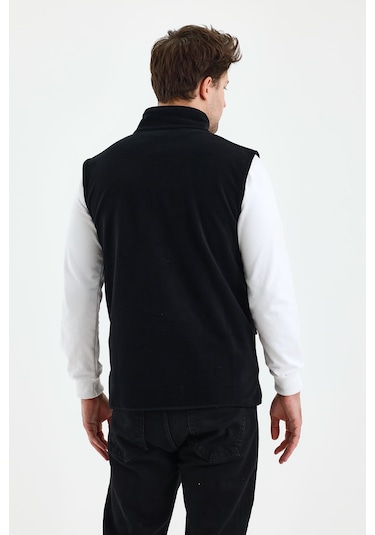 Monox Erkek Tam Fermuarlı Spor Polar Yelek Siyah
