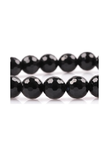 Tesbih Sakarya Fasetli Parlak Oniks Doğaltaş Unisex Bileklik Siyah