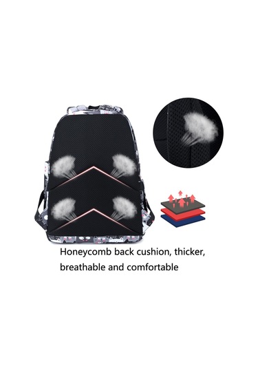 "3 Adet 2025 Baskılı Büyük Kapasiteli Öğrenci Okul Çantası-Siyah