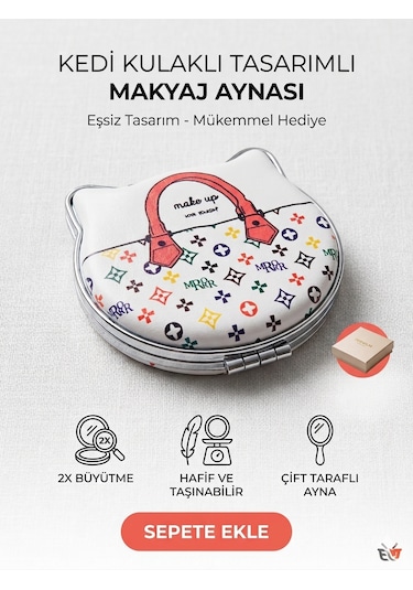 Şık Tasarım Makyaj Aynası- Kedi Turuncu