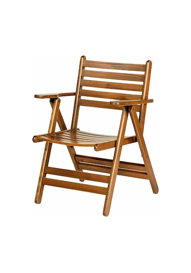 Motoryagmarket Antalya Katlanabilir Ahşap Bahçe Balkon Sandalyesi -Kolçaklı Ceviz