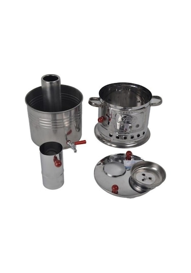 Zarif Iş Krom Semaver 3,5 Lt. Tek Musluk Odunlu Semaver Kömürlü S