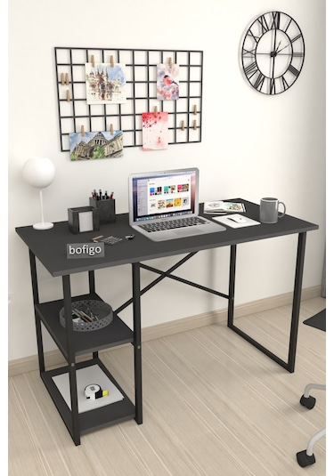 Bofigo 2 Raflı Çalışma Bilgisayar Masası 60 x 120 CM Antrasit