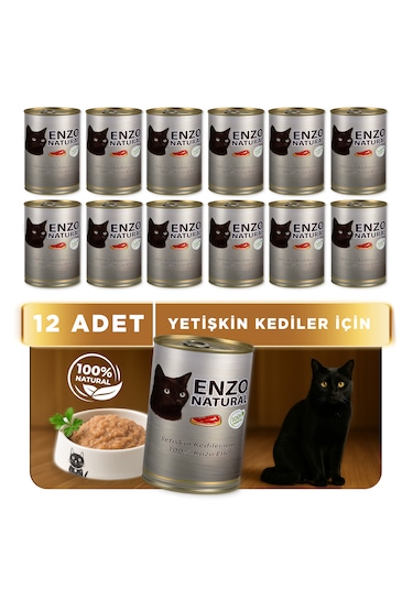 Enzo Natural Kuzu Etli Konserve Yaş Kedi Maması 410 Gr X 12