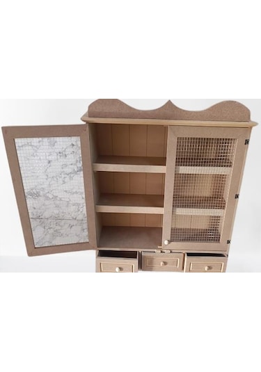 Hobi Dekoratif Telli Dolap Terek Ahşap Mdf Ham Cnc Kesim Model El Yapım