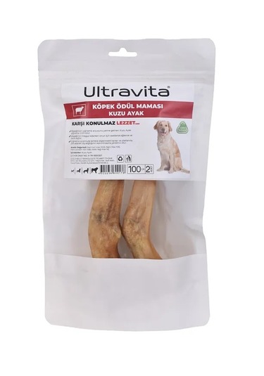Ultravita %100 Doğal Kuzu Ayak Kemik Çiğnemelik Ödül Maması 2 Adet