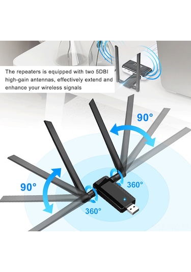 Wezone 2.4ghz 300mbps Wifi Genişletici, Ev İçi Sinyal Güçlendirici, 2 Adet 5dbi Antenli Usb Kablosuz Repeater
