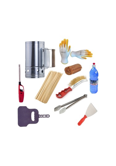 Mangal Barbekü Yakma Temizleme Seti 10 Parça Yakıt Jel Çakmak