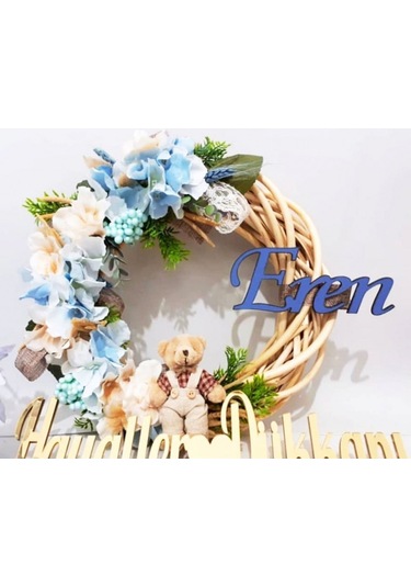 2019 Model Ayıcıklı Çelenk Bebek Odası Kapı Süsü Çok Renkli