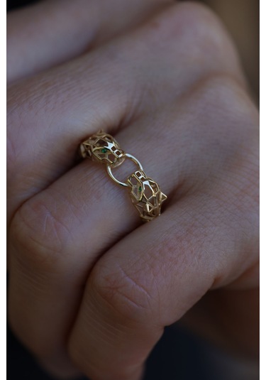 Yenigün Kuyumculuk 14 Ayar Altın Çift Kaplan Yüzük Yzk25667