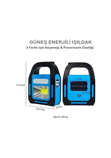 Güneş Enerjili Işıldak Ve Powerbank Özellikli Kamp Lambası