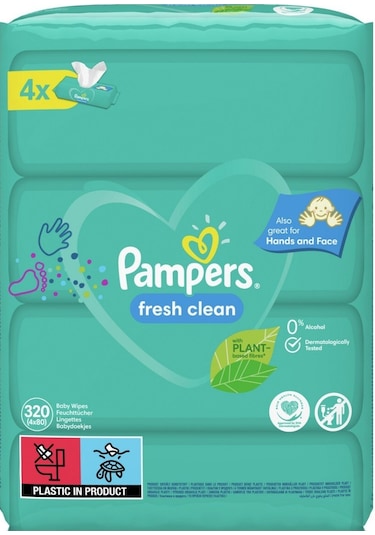Prima Pampers Baby Yenidoğan Fresh Clean Islak Havlu 80x4 Adet 320 Yaprak 4'lü Set