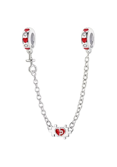 Yap-boz Kalp Zincir Sallantılı Charm Gümüş