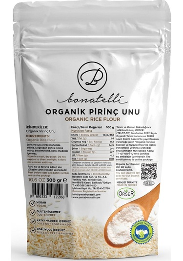 Bonatelli Organik Pirinç Unu 300 G