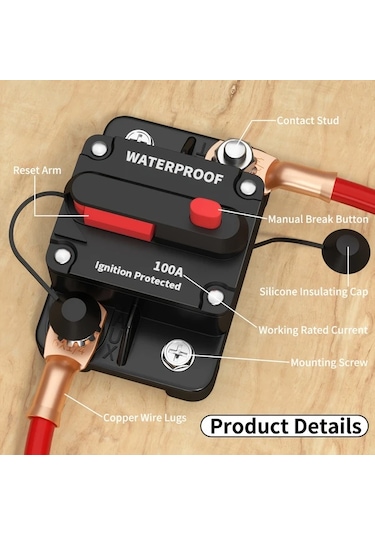 Motion003 30a 2 Adet 12v Dc Denizcilik Sınıfı 100 Amper Otomatik Sıfırlama Sigortası Tekn