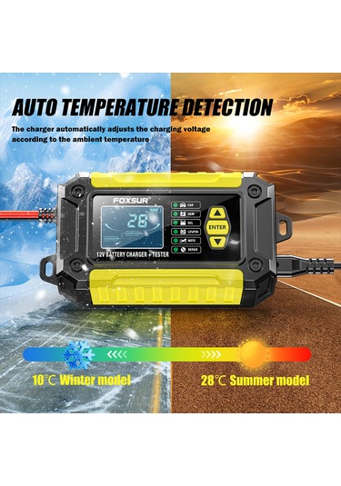 Symbee Foxsur 12v 6a Akü Şarj Cihazı Ve Test Aleti - Motor Ve Araçlar İçin Çok Amaçlı