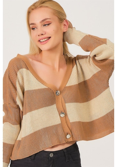 Z3008 Dewberry Bayan Hırka-koyu Camel Koyu Camel