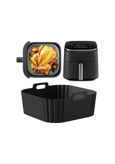 Ninja Air Fryer Liner'ları İçin 2 Adet Air Fryer Liner'ları Yeniden Kullanılabilir Sepet B Siyah