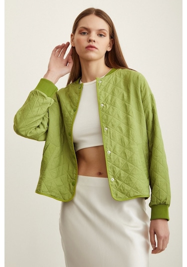 Never More Bomber Kapitone Ceket Fıstık Yeşili