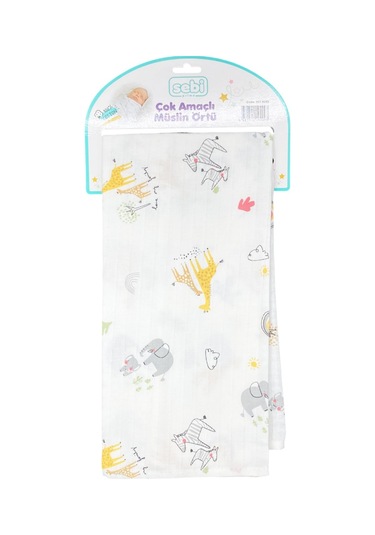 Sebi Bebe Çok Amaçlı Müslin Örtü 80x100 CM Sarı - Gri