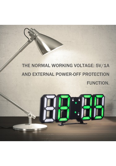 Springsun Led Dijital Duvar Saati, 3d Görünüm, Çok Fonksiyonlu, Usb Ve Düğme Pil Besleme, 6 Renk Seçeneği ÇOk Renkli