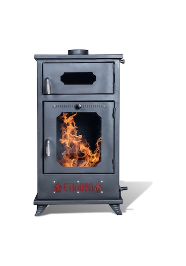 Etinova Eti-b8 Büyük Üç Tarafı Camlı Fırınlı Odun Ve Pelet Yakan Şömine Tipi Soba