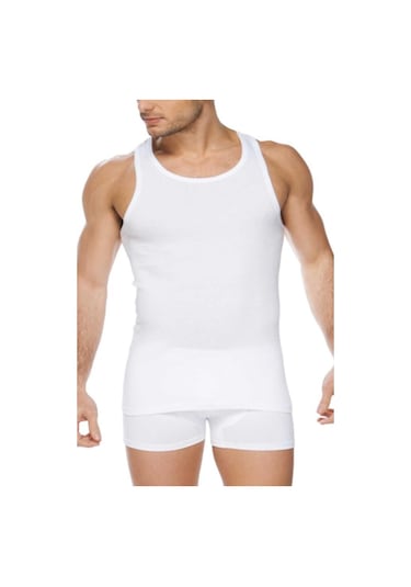 6 Adet Güryıldız Erkek Penye Atlet Yüzde Yüz Pamuklu Beyaz 24001 001