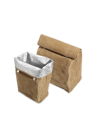 Cbtx Su Geçirmez Mumlu Kanvas Yalıtımlı Çanta Alüminyum Folyo Yeniden Kullanılabilir Öğle Yemeği Termal Çanta Kahverengi