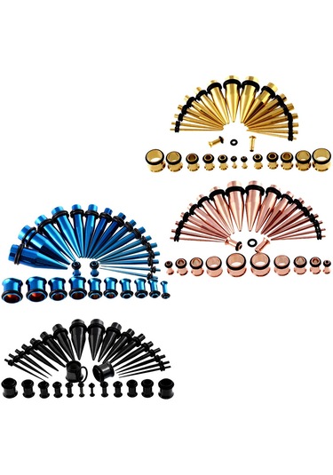 Homyl 36 Parça Kulak Göstergeleri Germe Kiti Fişler Konik 14g Siyah