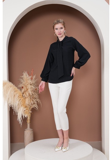 Rima Elegance Bağlamalı Bluz Siyah