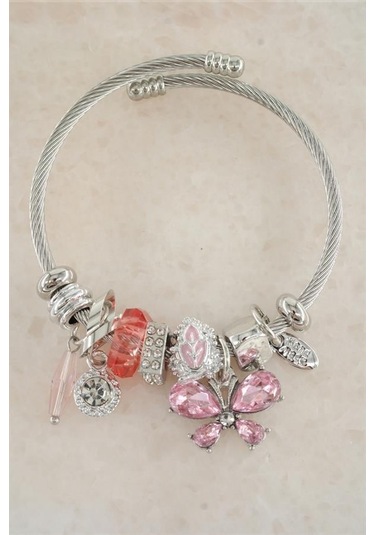 Kadın 316 L Çelik Karışık Figürlü Charm Bileklik Stp014-5341 Gümüş