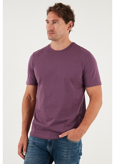 Buratti Pamuklu Regular Fit Bisiklet Yaka Erkek T Shirt 59020204 Mürdüm