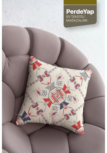 Otantik Kilim Işlemeleri Desenli 4lü Kırlent Kılıfı