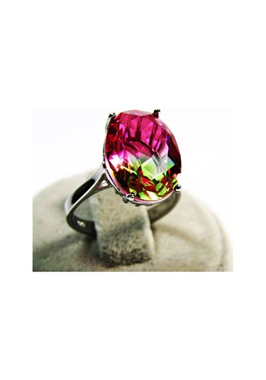 Gümüş Oval Turmalin Taşlı Kadın Yüzük