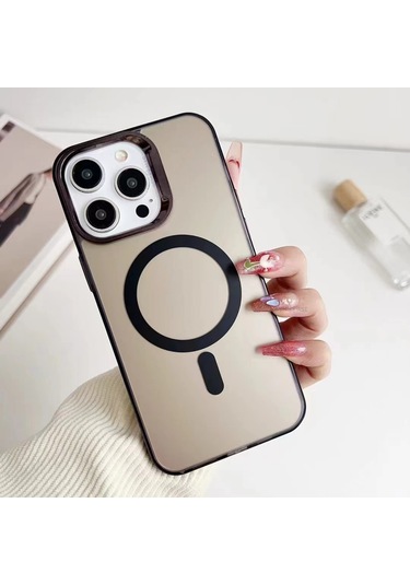 Telefon Kılıfı İphone 15 Kılıf Magsafe Uyumlu Siyah