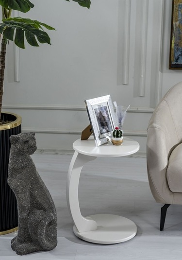 Lunora Ahşap C Yan Sehpa Beyaz