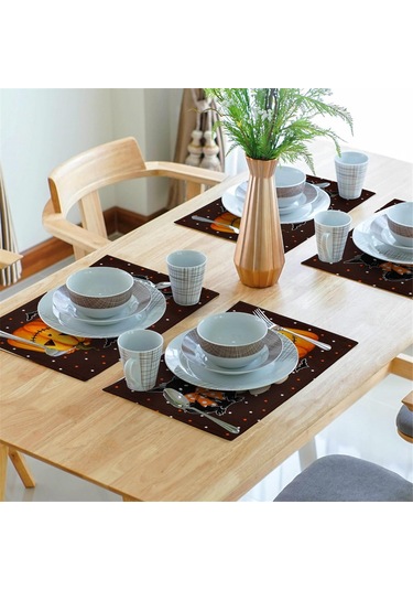 Xiaaokeji Cadılar Bayramı Masa Örtüleri 4 Parça Masa Örtüleri Kaymaz Isıya Dayanıklı Masa Örtüleri Diğer